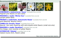 Recommended plants on the Homepage